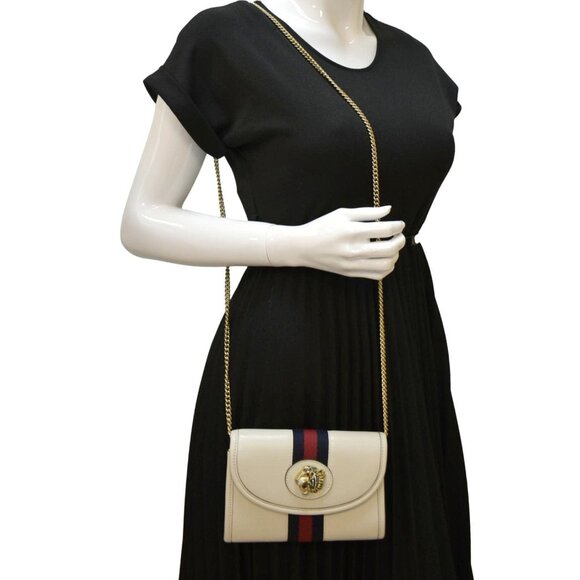 Gucci  Rajah Mini Leather Chain Shoulder Bag White 573797 - Picture 2 of 11